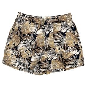 C&C California Navy Blue, Brown and Tan Linen Shorts with Tropical Print 💙🤎